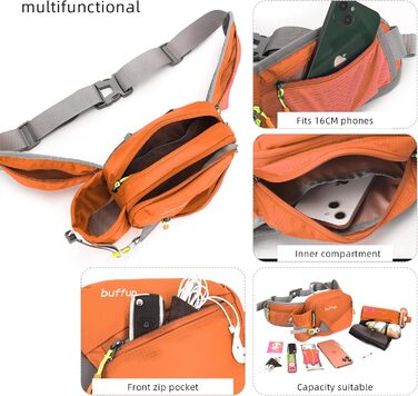 Спортивна бананка/поясна сумка для собак: тренування, велоспорт, біг, піші прогулянки. Великий об'єм, для чоловіків та жінок (Помаранчевий)