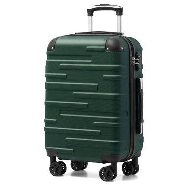 Валіза COOLIFE: жорсткий корпус, ручка-телескопічна, ABS, з TSA-замком, 4 колеса (темно-зелений, ручна поклажа)