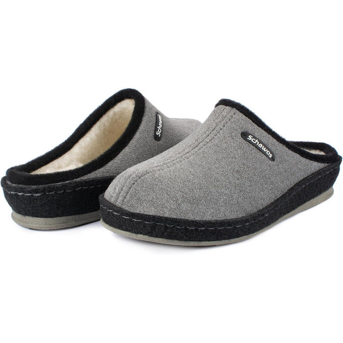 Домашні тапочки Schawos Lisa з вовни для жінок, теплі, з підкладкою, з супінатором, неслизька підошва (39 EU, Антрацит 10w)