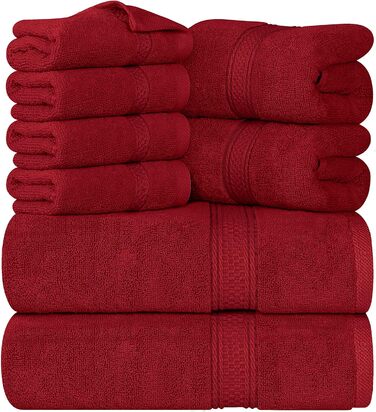 Utopia Towels - 8-Piece Cotton Towel Set with Hangers - 2 Bath Towels, 2 Hand Towels, and 4 Washcloths - (Electric Blue)