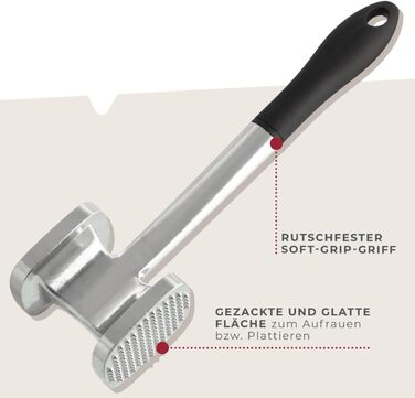 Тістоміс Fackelmann з м'якими ручками – молоток для м'яса з чорної сталі 28 см