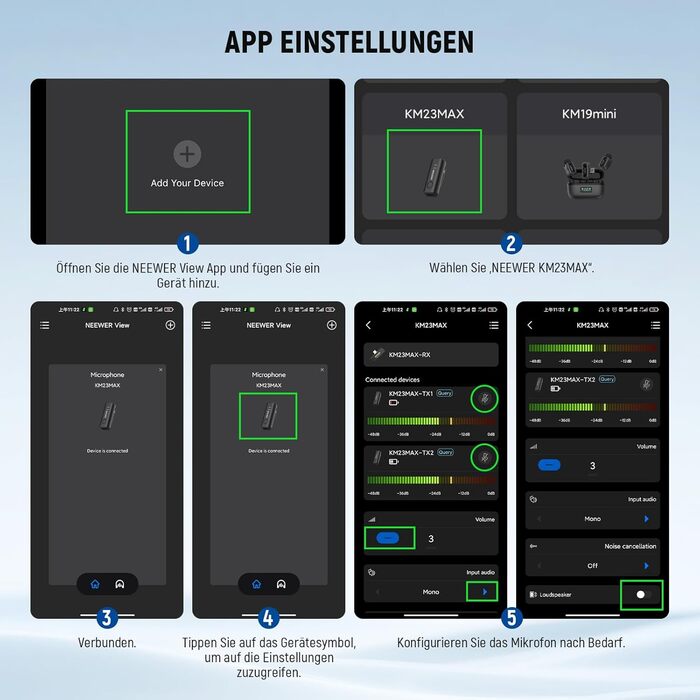 NEEWER Бездротовий петличний мікрофон KM23Max з акумулятором 8 годин, шумозаглушенням та USB-C, сумісний з DJI, Insta360, iPhone, Android, PC