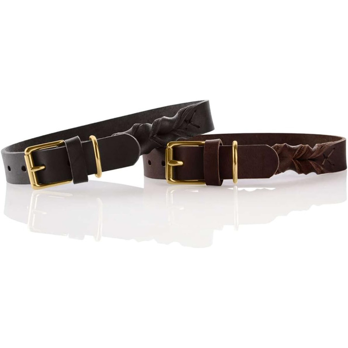 Нашийник для собак HUNTER Sanisbar Solid, шкіряний, міцний, з латунними застібками, з брелоком, Made in Germany, темно-коричневий, розмір 40