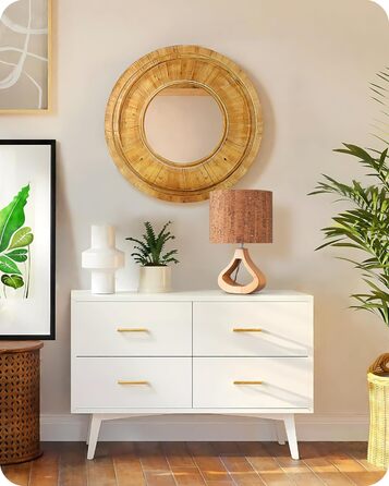 EDISHINE Дерев'яна Настільна Лампа з абажуром з льону, E27, для вітальні, спальні, в стилі кантрі [Енергоклас F], колір: корічневий