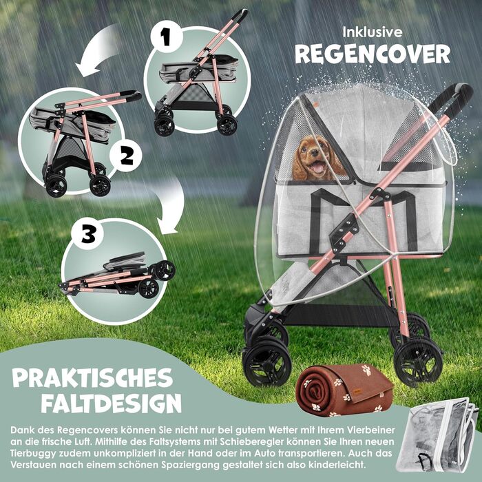 LOVPET® 2-in-1 Pet Stroller - Dog Buggy, Carrier & Jogger for Pets up to 20kg - Foldable, Grey