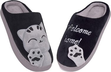 JACKSHIBO Зимові плюшеві тапочки для дому - жіночі та чоловічі. Теплі, зручні, чорні, 40/41 EU