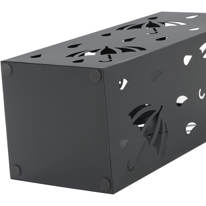 WOLTU Iron Umbrella Stand - Rectangular, 20x20x49cm - with Water Tray & 4 Hooks - Anthracite SST02an