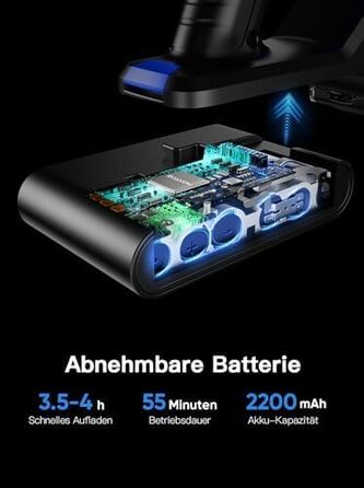 Бездротовий пилосос VAKERR MarsVac S1 450W 38000Па, 55 хв, LED-дисплей, 1.5 л, для твердих підлог, килимів і шерсті тварин