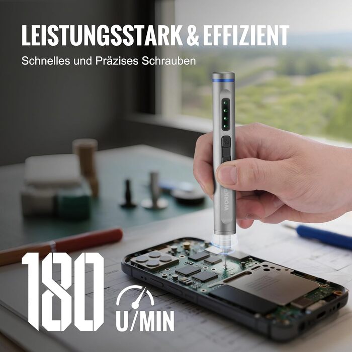 WORKPRO Набір викруток 42-в-1 електричний, для точних ремонтів телефонів, годинників, камер, з 36 бітами S2, магнітною коробкою, зарядкою Type-C