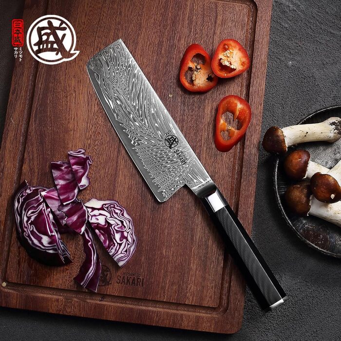 Японський кухонний ніж Mitsumoto Sakari Nakiri, порошкова сталь VG-Pro, чорна ручка, 16 см