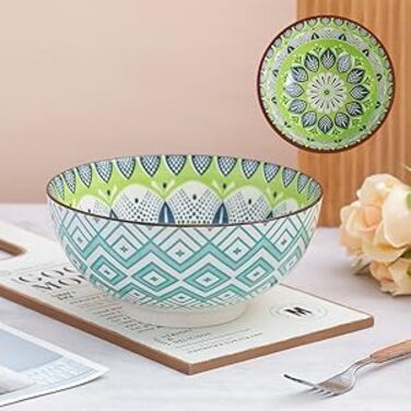 Набір салатників та супових мисок з порцеляни 3 шт. 1.45 л - 20 см, кольорові, для салату, супу, пасти, безпечні для мікрохвильовки та посудомийної машини