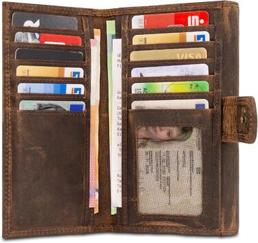 STILORD 'Elisa' Wallet for Women Brown Leather Large with Many Compartments and Zipper, Ladies Purse with RFID Protection, Women's Wallet with Extra Coin Pocket in Portrait Format, Genuine Leather