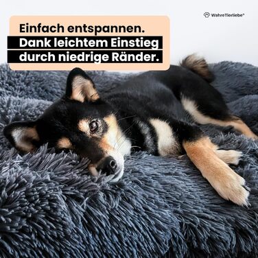 Преміум подушка для собак Wahre Tierliebe Fluffy - М'яке ліжко для вашого улюбленця. Легко чиститься, ідеально для дому та в дорогу. Розмір L (120x80x30 см), темно-сірий колір.