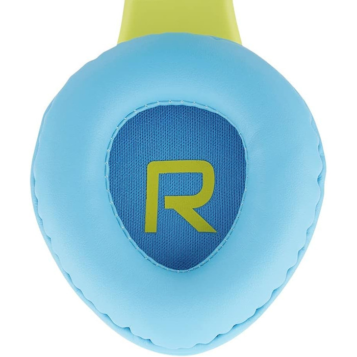 Дитячі навушники PowerLocus Bluetooth з обмеженням гучності 85dB, складні, з чохлом, Over-Ear, бездротові та з кабелем, з мікрофоном, Micro-SD, для телефону, ПК, планшета, зелені (синьо-зелені)