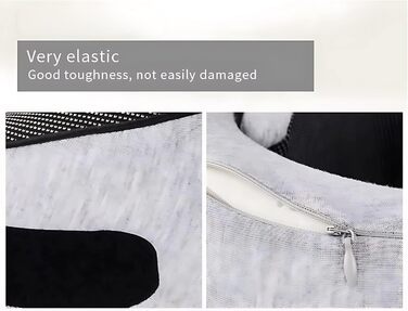 Подушка для шиї з Memory Foam - Ергономічна подушка для подорожей з маскою для очей, навушниками та чохлом (Рожева, Сіра)