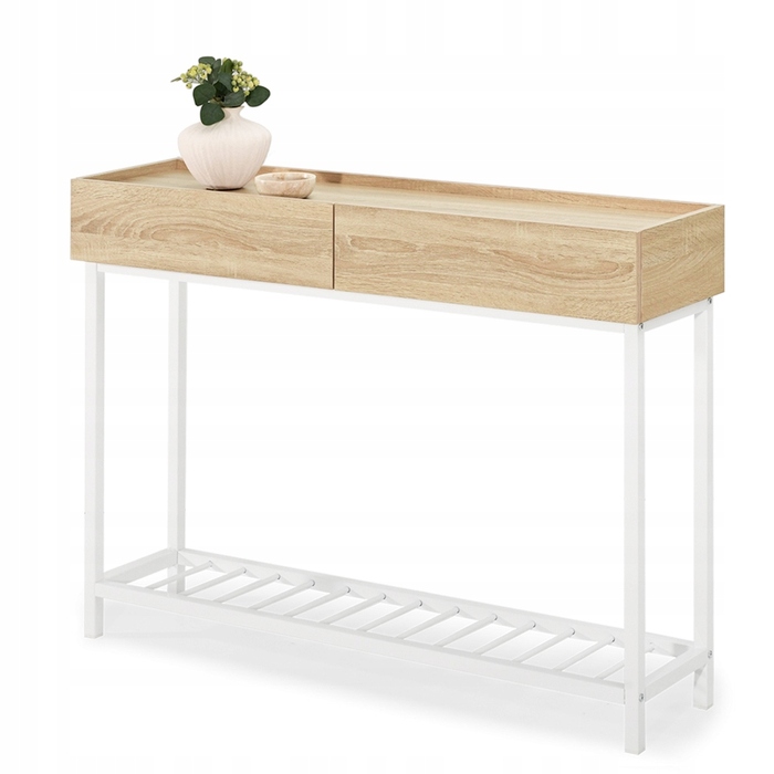 Консольний столик Mebel-Partner, білий / дуб сонома матовий, 117 x 85 x 27 см