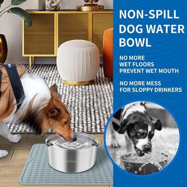 Нержавійна миска для собак Anti Schling без облизування, Slow Feeder для подорожей, 3L з килимком