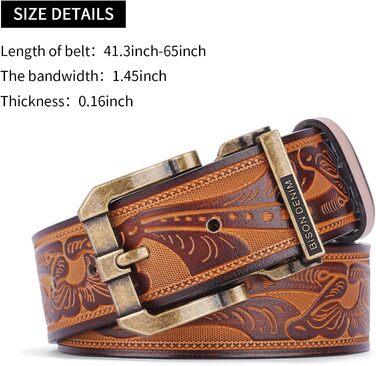 Чоловічий шкіряний ремінь BISON DENIM з класичною пряжкою, міцний, для джинсів, довжина 115 см, підходить для талії 36'-39'