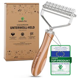 Щітка для підшерстка собак та котів TESTURTEIL, бамбук 2в1, M-L | Видаляє підшерсток та ковтуни