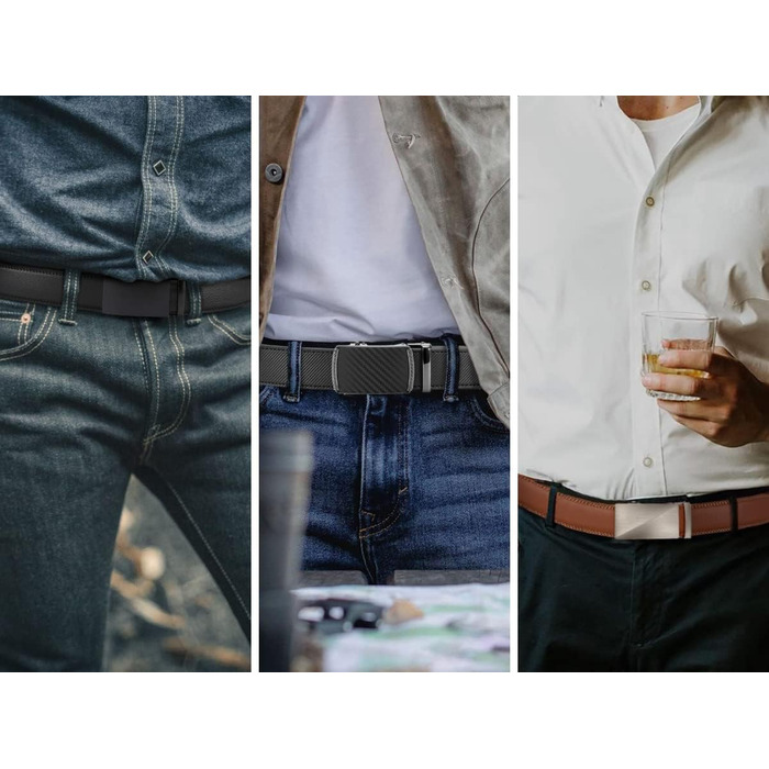 Чоловічий шкіряний ремінь CHAOREN з автоматичною пряжкою, 35 мм, без дірок, регульований розмір, для ділового костюма