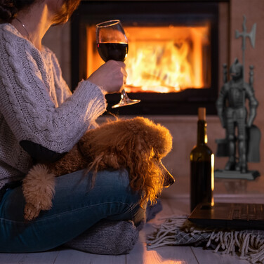 Relaxdays Fireplace Set Knight Cast Iron 4-Piece