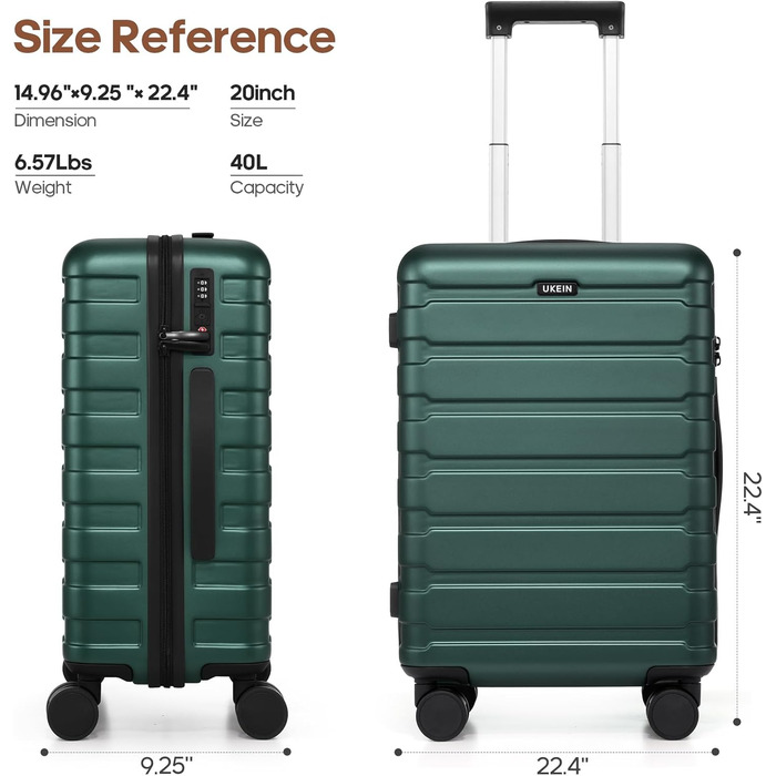 Набір валіз Roadcheer з полікарбонату: тріо ролерів, рюкзак, аксесуари | з TSA-замком