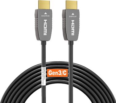 HDMI 2.1 оптоволоконний кабель 48 Гбіт/с, 8K@60Hz, 4K@120Hz, Dynamic HDR, eARC, Dolby, HDCP 2.2/2.3, сумісний з PS5, Xbox Series X, RTX 4090, TV, Beamer, AVR, Зелений (Чорний сертифікат, 33FT)