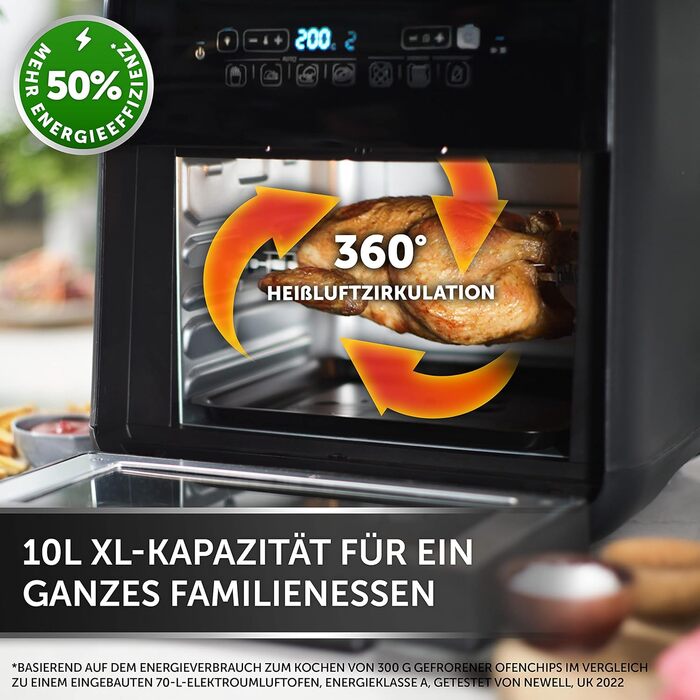 Аерофритюрниця Breville Halo з функцією гриля, цифрова, 10 л, XXL, 2000 Вт, енергоефективна, чорна та сіра, для смаження, випікання та сушіння