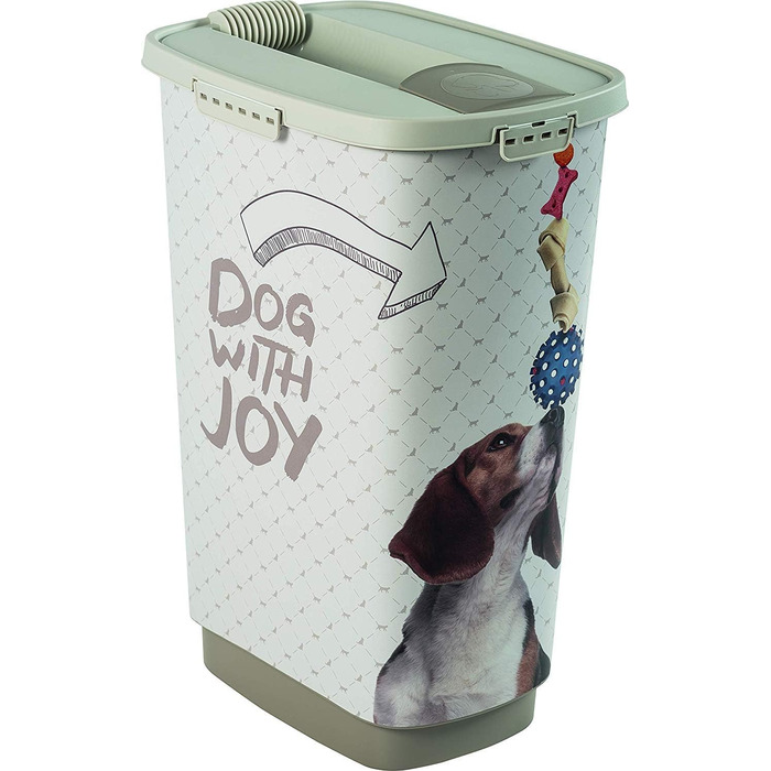 Контейнер для корму Rotho MyPet Cody 50л з кришкою та мірним совок, BPA-free, пластик (PP), бежевий/білий