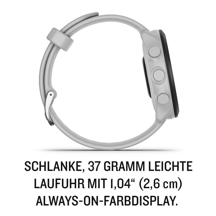 Garmin Forerunner 55 – GPS-годинник для бігу з кольоровим дисплеєм, що завжди активний, щоденними рекомендаціями щодо тренувань, прогнозом часу пробіжки, спортивними програмами та до 14 днів роботи від акумулятора. (Білий, одиничний)