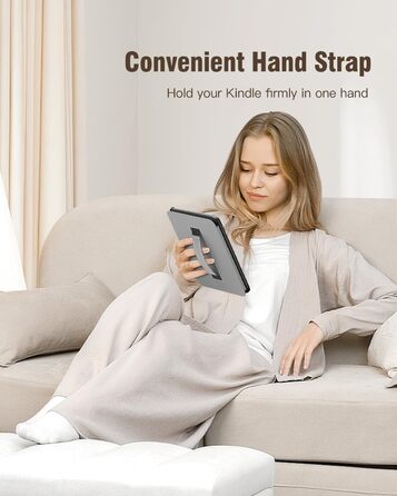 Чохол MoKo для Kindle Paperwhite (12-те покоління, 2024) та Kindle Colorsoft Signature Edition (2024), з петлею для руки, авто-ввімкнення/вимкнення, Agave Grün (сірий)