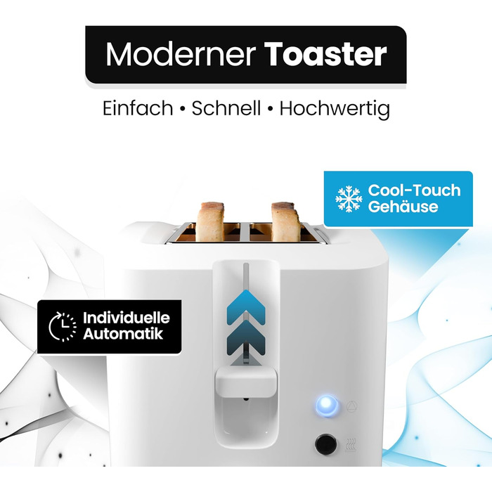 Тостер Bomann TA 6065 CB білий: 2 відділення, підставка для бургерів, функція підйому, розморожування та підігріву | Модель 2024