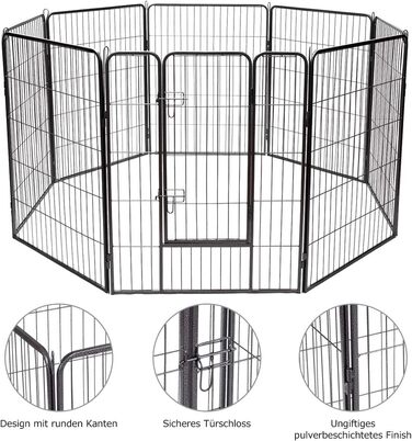 Металевий вольєр для собак та котів Costway 80 см, 8-секційний, чорний