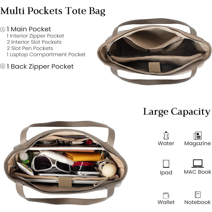 Сумка жіноча шкіряна befen Shopper, велика, для ноутбука 14