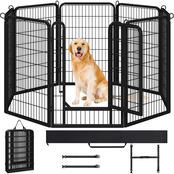 Вольєр для цуценят Yaheetech 8-секційний, 100 см, з переносною сумкою та кріпильними ременями, для дому та саду, легка збірка