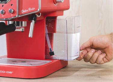 ECODE® Espresso Machine Delice Black, 20 Bar Pressure, Swivel Vaporizer - Machine with 1.5 L Tank, Milk Frother, Single/Double Dosing, Manometer with Temperature - Coffee Machine (Rosso)
