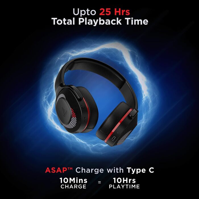 Boat Rockerz 425 Бездротові навушники Bluetooth з мікрофоном, червоні. 25 годин роботи, Bluetooth V5.2, Dual-Pairing, ENx-технологія, швидка зарядка.