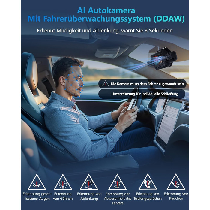 Відеореєстратор HUPEJOS KI Dashcam Auto 4-х канальний з монітором водія, 3K + 3 * 1080P, 360° камера, WiFi, GPS, CPL, 128GB, 24H парковка (V8Pro)