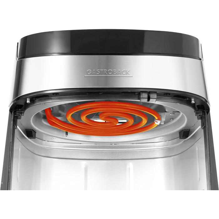 Фритюрниця GASTROBACK Air Pro XXL: 6.5 л, 8 програм, сенсорне керування, срібно-чорний колір