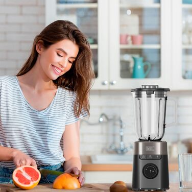 Black+Decker 2200W Stand Mixer with 2.2L Glass Bowl - 8 Speeds, 6 Stainless Steel Blades, Ice Crush & Smoothie Maker