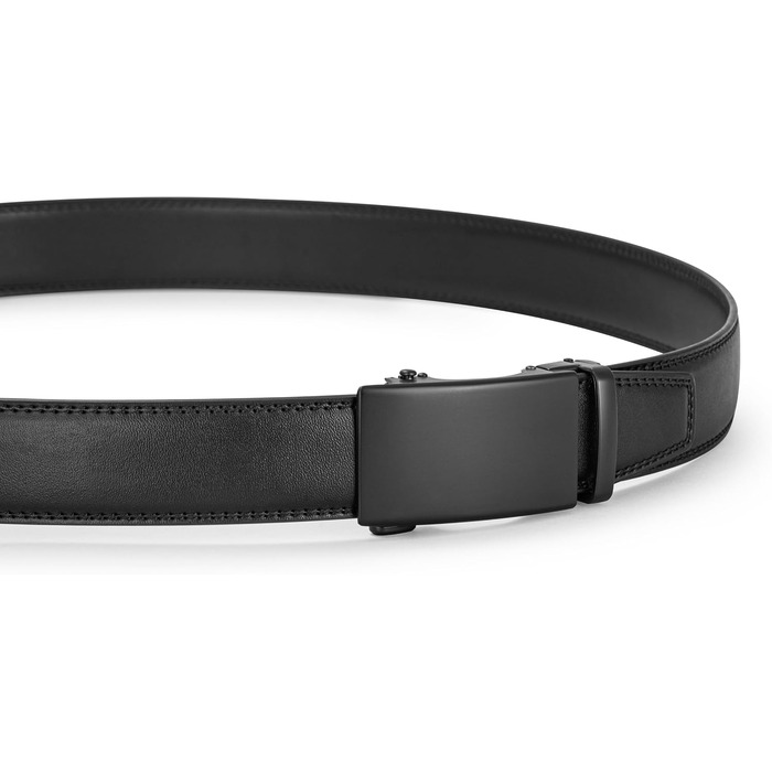 Чоловічий шкіряний ремінь на пряжці, ширина 35 мм, чорний, 125 см, підходить для об'єму талії 92-107 см. Ідеально для костюма, бізнесу та джинсів.
