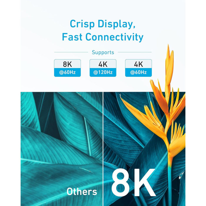 HDMI кабель Anker 8K 60Hz, 1.8м, Ultra HD, 48Gbps, eARC, Dolby Atmos, сумісний з Xbox Series X, TV