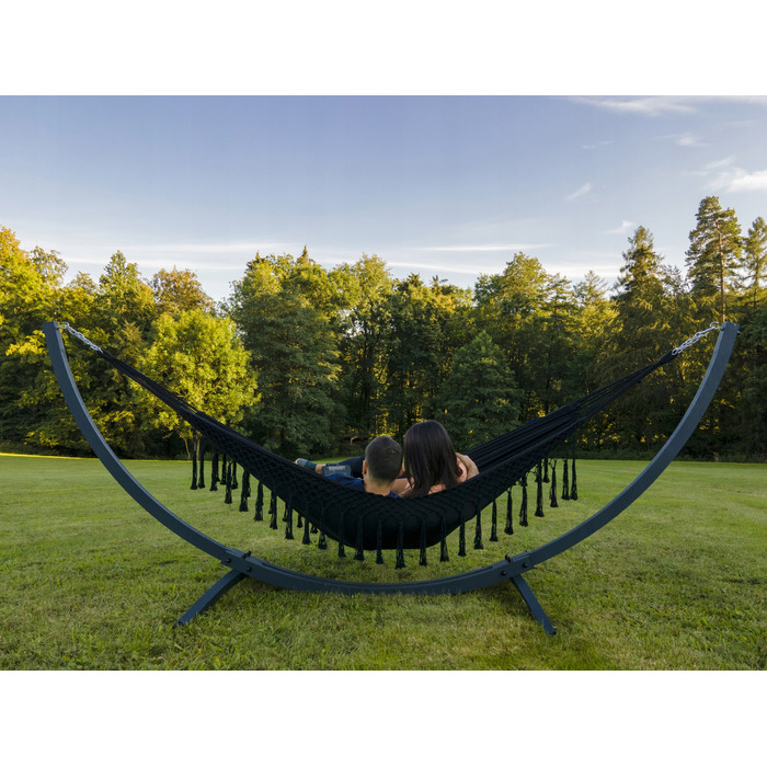 Гамак у стилі бохо POTENZA SANTIA XL 220x160 см зі сталевою стійкою GRANDE, колір екрю
