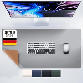 Підкладка для столу MYMIND® 80x40 см - XXL килимок для миші з преміум-шкіри PU - водонепроникна підкладка для дому/офісу - сірий колір