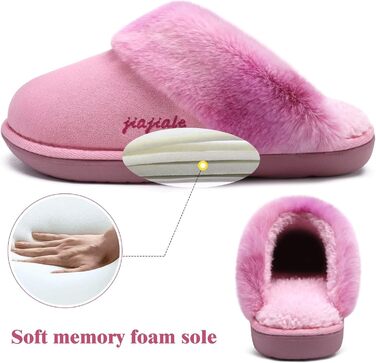 Жіночі домашні тапочки Jiajiale: теплі, пухнасті сліпони для зими з м'якою устілкою та зносостійкою гумовою підошвою. Рожевий, 37 EU