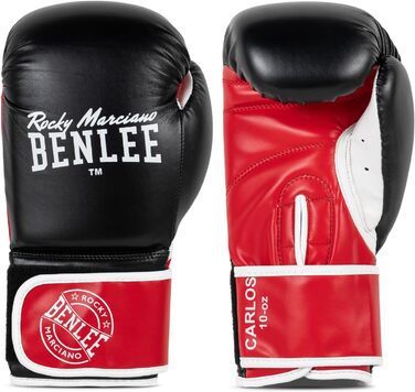 Боксерські рукавички BenLee Carlos з екошкіри, 12 oz, чорно-червоно-білі