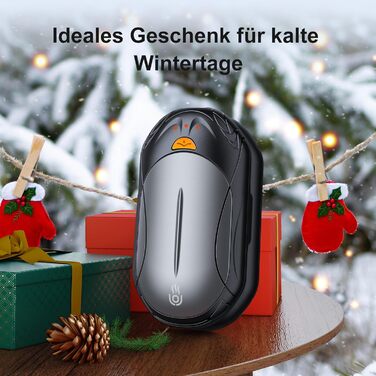 Електричний грілка для рук 2-в-1 OUTJUT 6000mAh з USB, акумулятор 20 годин, 3 режими нагріву, швидкий нагрів, для зимових видів спорту та відпочинку на природі, подарунок на Новий рік (сірий та чорний)