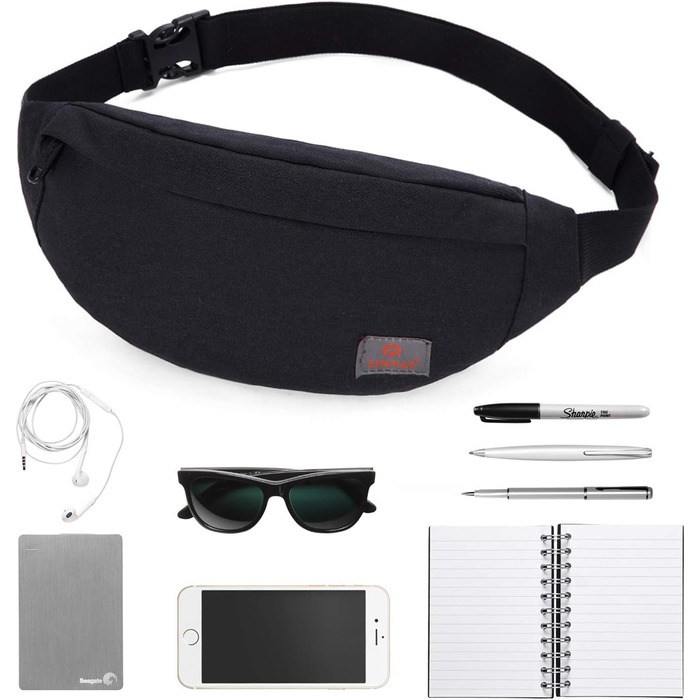 Поясна сумка TINYAT для туризму та спорту, чорна, T201