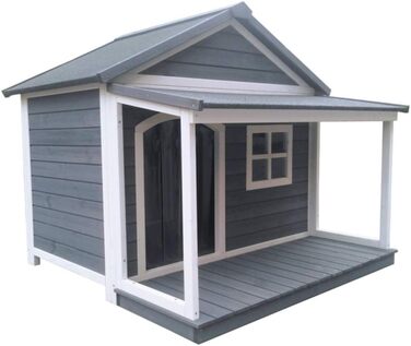 Будка для собак з масиву дерева, вологостійка, з дахом та вікном, розмір 130x118x108 см