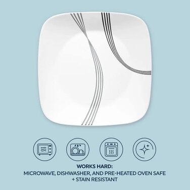 Corelle Urban Arc Набір посуду на 4 особи (16 предметів): тарілки, миски, стійкий до сколів та розбиття, білий